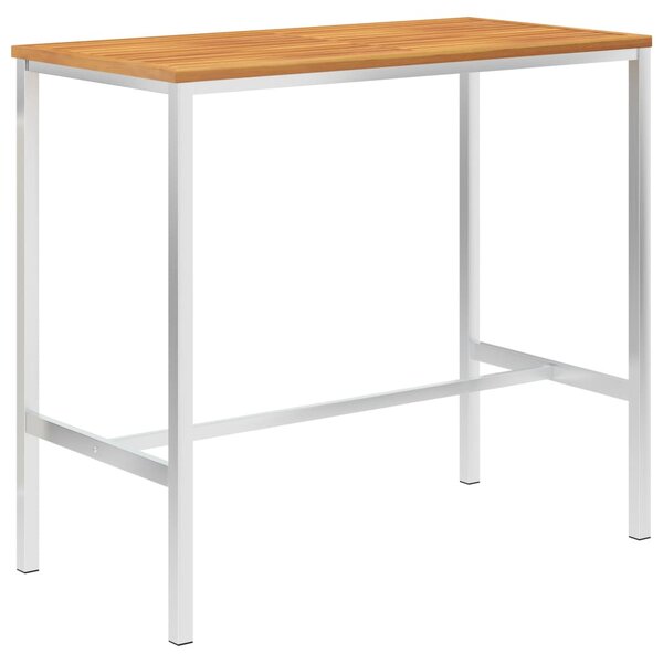 Barový stôl 120x60x105 cm akáciový masív a nehrdzavejúca oceľ