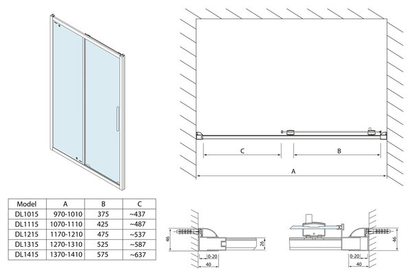 Polysan Polysan, LUCIS LINE sprchové dvere 1000mm, číre sklo, DL1015