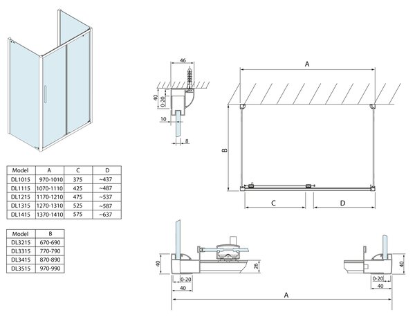 Polysan Polysan, Lucis Line Sprchový kout tri steny 1000x800x800mm L/P varianta, DL1015DL3315DL3315