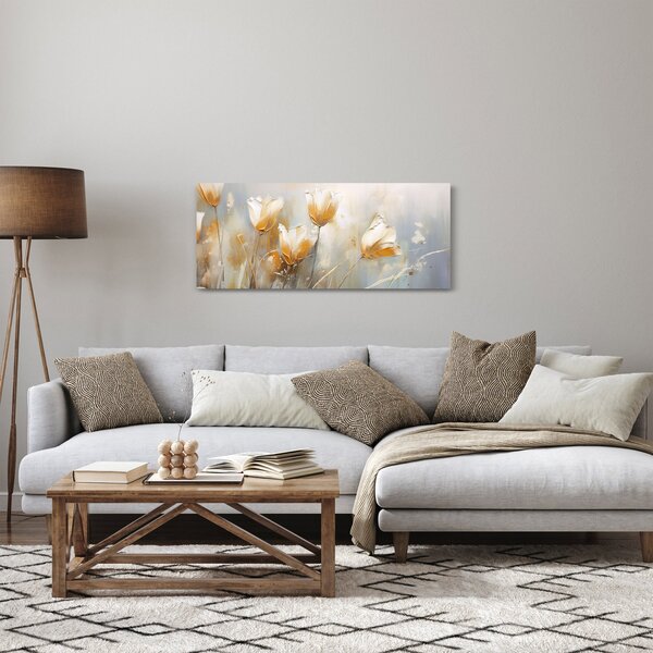 Obraz - Maľba tulipánov (120x50 cm)