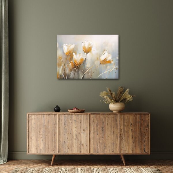 Obraz - Maľba tulipánov (70x50 cm)