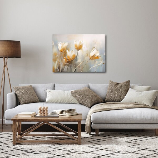 Obraz - Maľba tulipánov (70x50 cm)