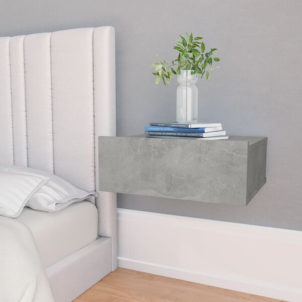 Nástenný nočný stolík betónovo-sivý 40x30x15 cm drevotrieska