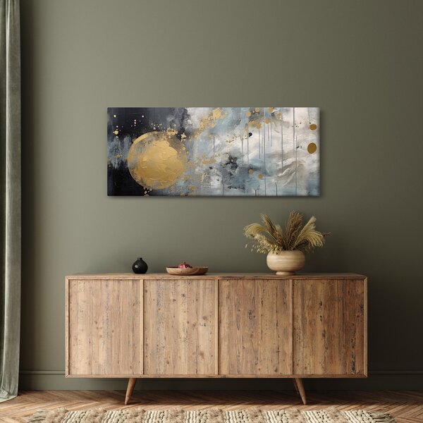 Obraz - Abstrakcia so zlatou guľou (120x50 cm)