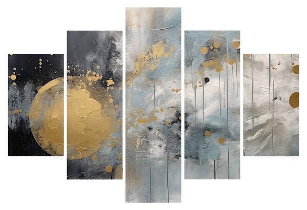 Obraz - Abstrakcia so zlatou guľou (150x105 cm)