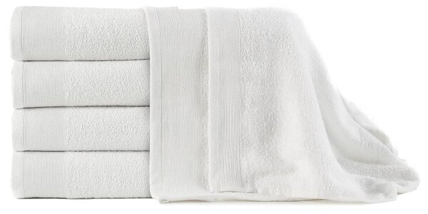 Kúpeľňové uteráky 5 ks biele 100x150 cm bavlnené 450 g/m2