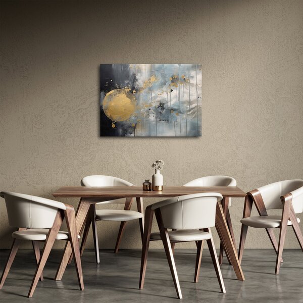Obraz - Abstrakcia so zlatou guľou (70x50 cm)