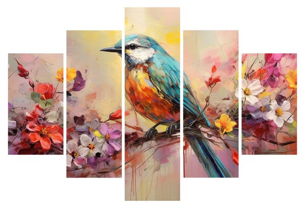 Obraz - Maľba vtáčika (150x105 cm)