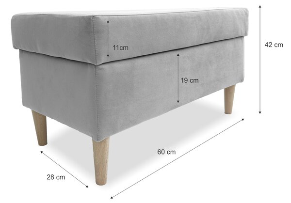 Taburet FINN 60x28 s úložným priestorom - zelený - ITAKA 10