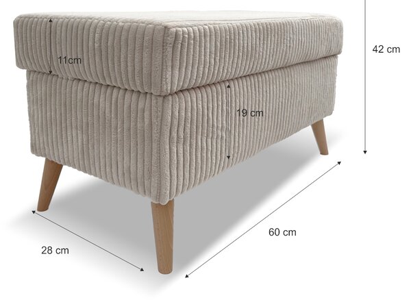Taburet TESS 60x28 s úložným priestorom - olivový - menčester - LINCOLN 37
