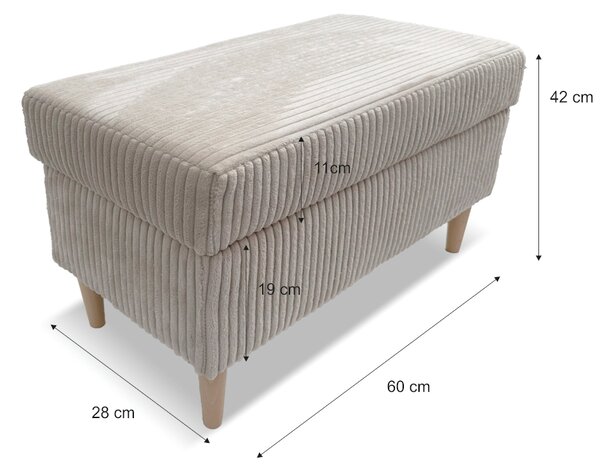 Taburet ZANE 60x28 s úložným priestorom - grafitový - menčester - LINCOLN 90