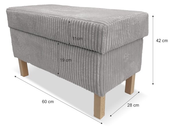 Taburet ELLA 60x28 s úložným priestorom - čierny - menčester - LINCOLN 100