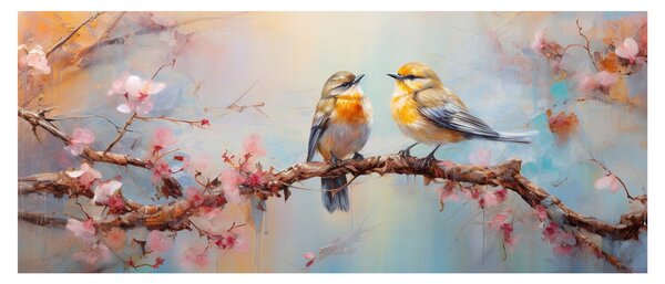Obraz - Zamilovaní vtáčiky (120x50 cm)