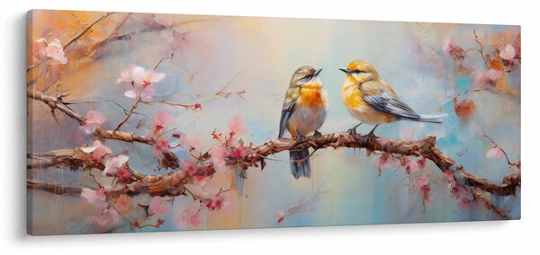 Obraz - Zamilovaní vtáčiky (120x50 cm)