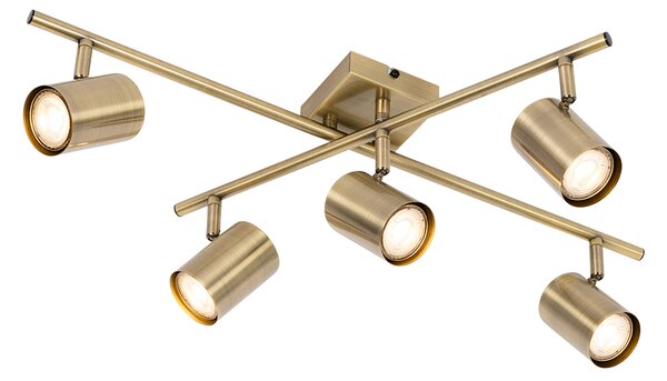Moderné stropné svietidlo bronzové 5 svetiel nastaviteľné obdĺžnikové - Jeana