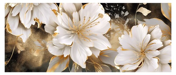 Obraz - Kvety v zlate (120x50 cm)