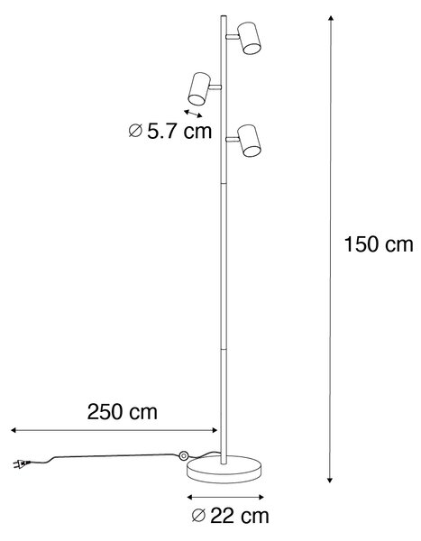 Moderná stojaca lampa bronzová 3-svetlo - Jeana