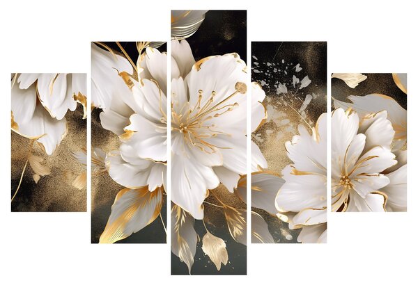 Obraz - Kvety v zlate (150x105 cm)