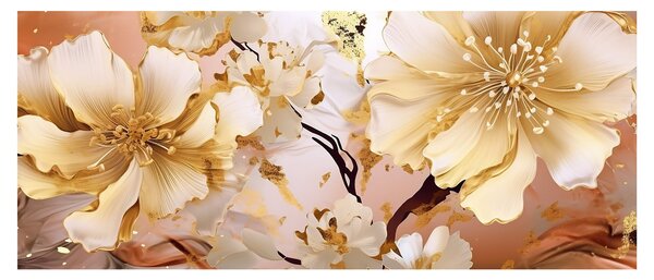 Obraz - Zlaté kvety (120x50 cm)