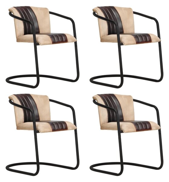 Jedálenské stoličky 4 ks hnedé pravá koža