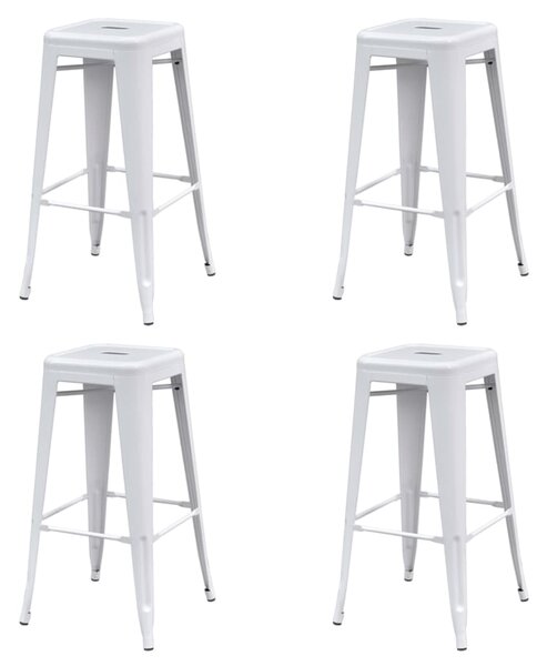 Barové stoličky 4 ks, biele, oceľ