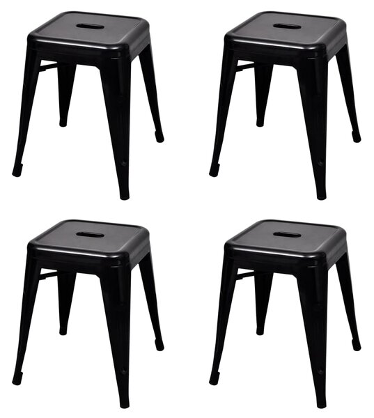 Stohovateľné stoličky 4 ks, čierne, oceľ