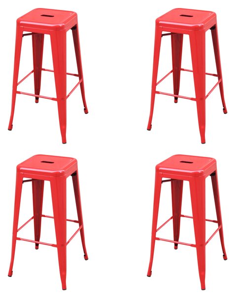 Barové stoličky 4 ks, červené, oceľ