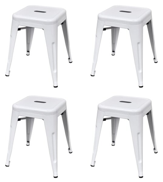 Stohovateľné stoličky 4 ks, biele, oceľ