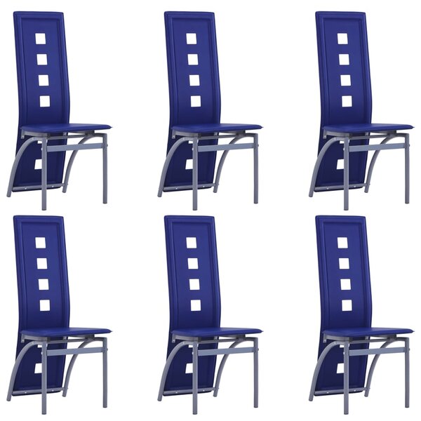 Jedálenské stoličky 6 ks modré umelá koža