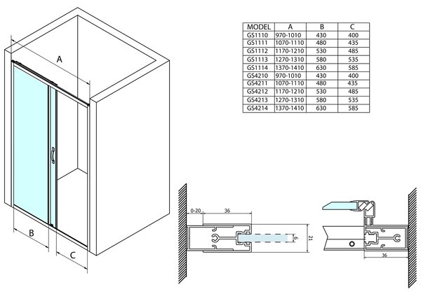 Gelco Gelco, SIGMA SIMPLY sprchové dvere posuvné 1000mm, číre sklo, GS1110