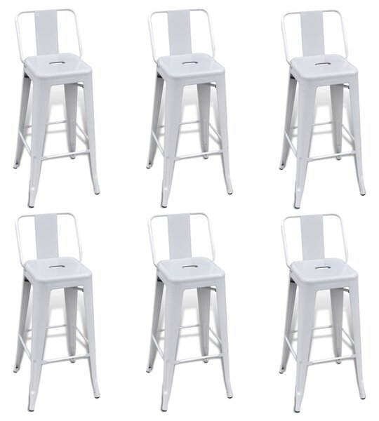 Barové stoličky 6 ks biele oceľ
