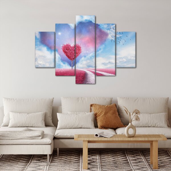 Obraz - Ružový strom srdca (150x105 cm)
