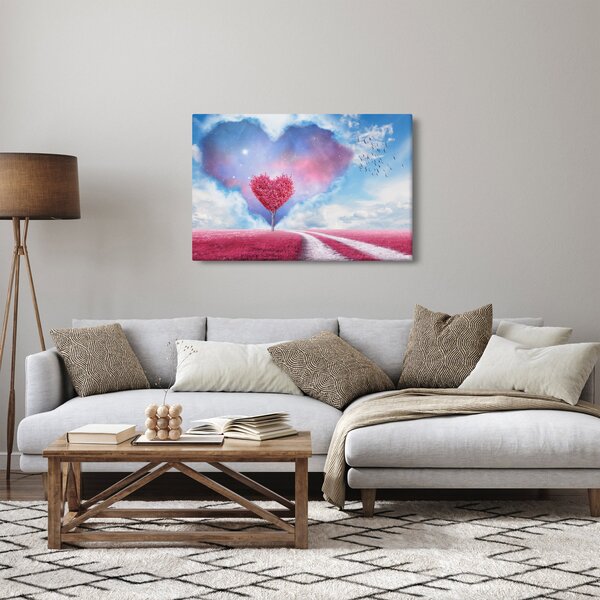 Obraz - Ružový strom srdca (90x60 cm)