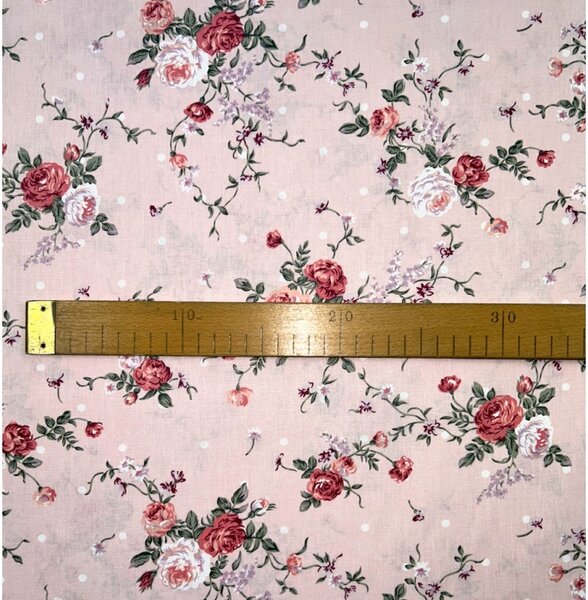 Ervi Bavlnená látka/plátno š.240cm - ružičky na ružovom - 26280-8, metráž