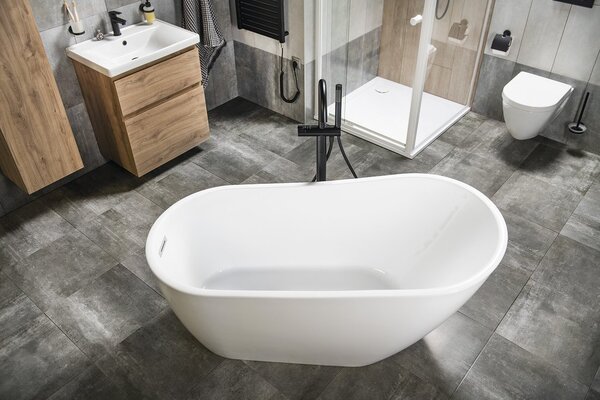 Aqualine Aqualine, TISA voľne stojaca vaňa 150x75 cm, biela, E1575