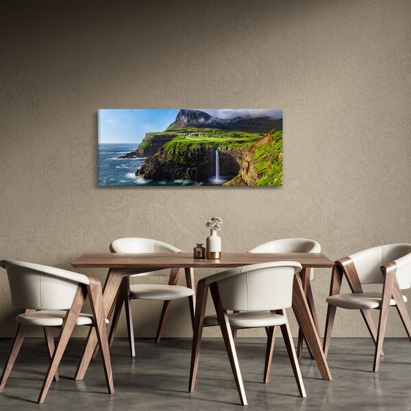 Obraz - Vodopád Múlafossur (120x50 cm)