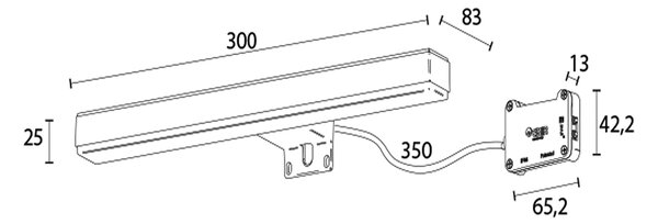 Sapho Sapho, VERONICA 2 LED svietidlo, 8W, 300x25x83mm, čierna, E27423CI