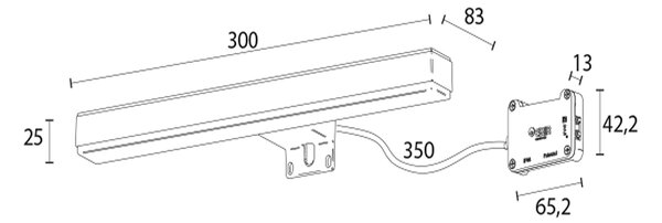 Sapho Sapho, VERONICA 2 LED svietidlo, 8 W, 300x25x83 mm, IP44, chróm, E26698CI