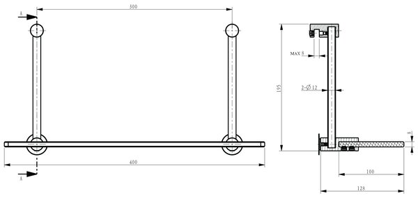 Sapho Sapho, Závesná sklenená polička na sprchovú zástenu 400x180x125mm, chróm, 1301-15