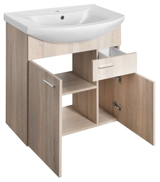 Aqualine Aqualine, ZOJA umývadlová skrinka 71,5x74x34cm, dub platin, 51175