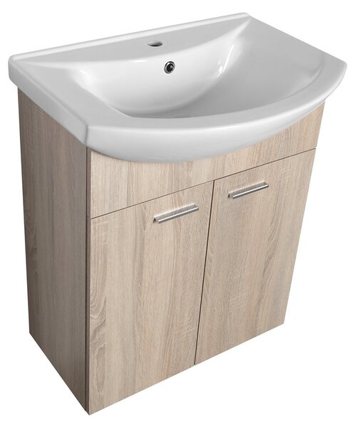 Aqualine Sapho, ZOJA umývadlová skrinka 61,5x74x32,5cm, dub platin, 2x dvierka, 51163
