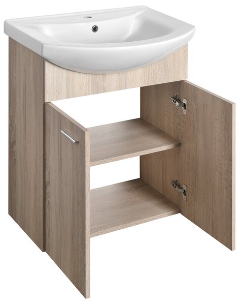 Aqualine Sapho, ZOJA umývadlová skrinka 61,5x74x32,5cm, dub platin, 2x dvierka, 51163