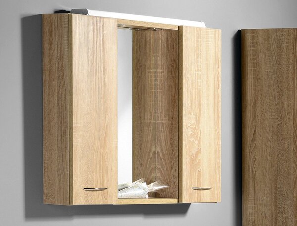 Aqualine Aqualine, ZOJA/KERAMIA FRESH STRIP galérka s LED osvetlením, 60x60x14cm, pravá, biela, 45022S
