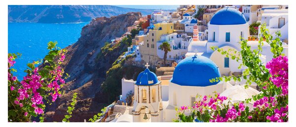 Obraz - Santorini, Grécko (120x50 cm)