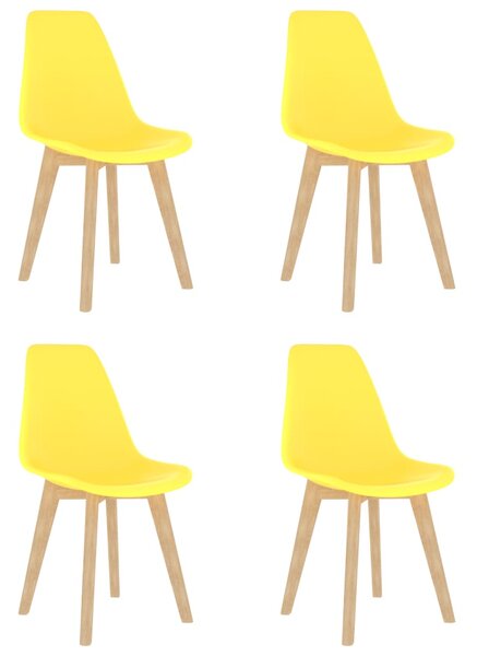 Jedálenské stoličky 4 ks, žlté, plast