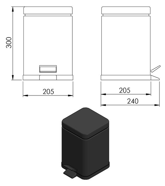 Gedy Gedy, ARGENTA Odpadkový koš 5l, Soft Close, čierna matná, 230914