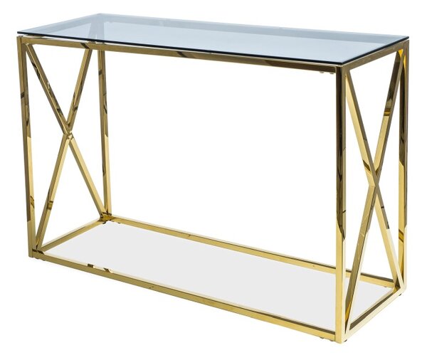 Konzolový stolík Elicita (sklo + zlatá). Vlastná spoľahlivá doprava až k Vám domov. 1050125