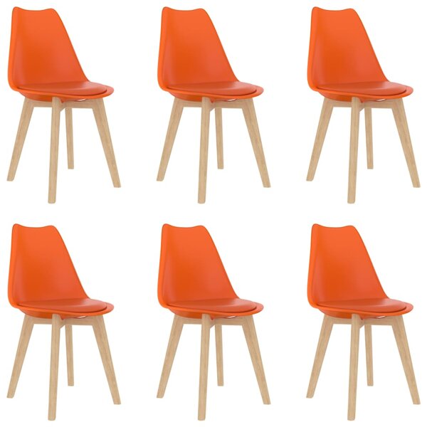 Jedálenské stoličky 6 ks, oranžové, plast
