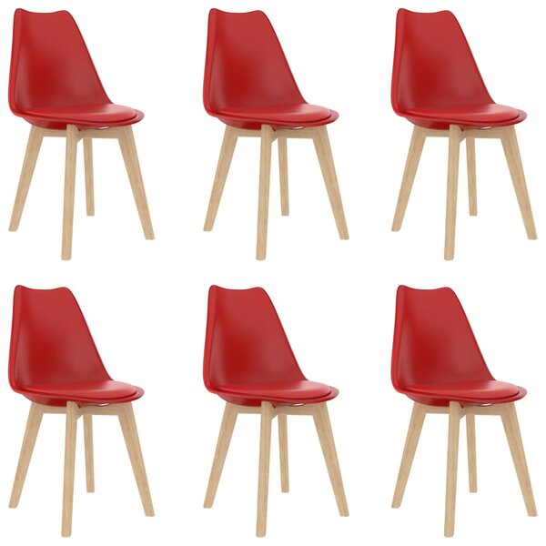 Jedálenské stoličky 6 ks, červené, plast