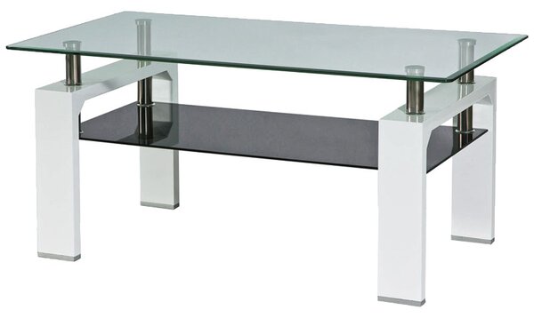Konferenčný stolík Lilla (sklo + biela). Vlastná spoľahlivá doprava až k Vám domov. 1050417